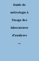 Guide de métrologie à l'usage des laboratoires d'analyses de biologie médicale