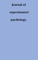 Journal of experimental psychology.