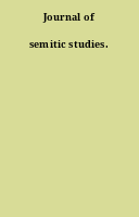 Journal of semitic studies.