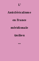L' Anticléricalisme en France méridionale (milieu XIIe-début XIVe siècle)