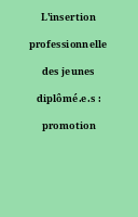 L'insertion professionnelle des jeunes diplômé.e.s : promotion 2015