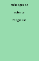 Mélanges de science religieuse