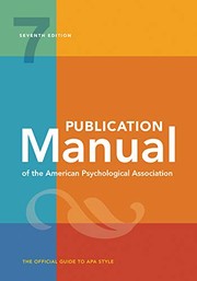 Publication manual of the American Psychological Association. the official guide to APA style