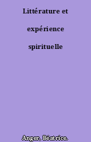 Littérature et expérience spirituelle