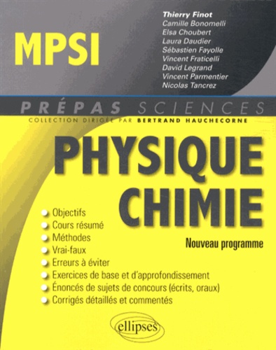 Physique chimie MPSI : nouveau programme
