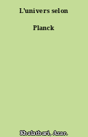L'univers selon Planck