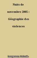 Nuits de novembre 2005 : Géographie des violences