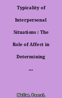 Typicality of Interpersonal Situations : The Role of Affect in Determining Contextual Vriations in Typicality Norls