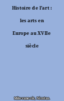 Histoire de l'art : les arts en Europe au XVIIe siècle