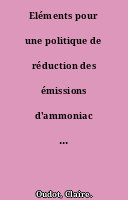 Eléments pour une politique de réduction des émissions d'ammoniac d'origine agricole en France