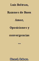 Luis Beltran, Razones de Buen Amor, Oposiciones y convergencias en el libro del Arcipreste de Hita