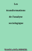 Les transformations de l'analyse sociologique