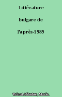Littérature bulgare de l'après-1989
